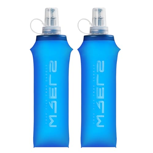 WRELS TPU Collapsible Soft Flask,Lightweight PBA Free Folding Running Water Bottles,Leakproof Durable Hydration Flask for Outdoors (500ml/16.9oz-2 Packs-Dark Blue) - color: 500ml/16.9oz-2 Packs-Dark Blue