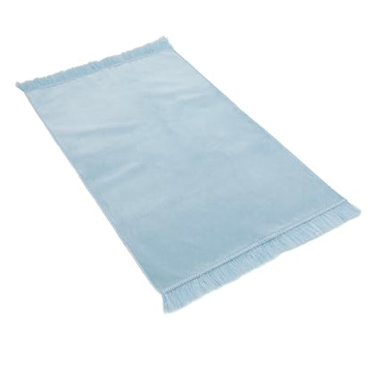 Modefa Muslim Velvet Prayer Rug Solid Simple - Baby Blue | Muslim Velvet Prayer Mat Carpet for Men and Women - Traditional Muslim Prayer Rug for Salah - color: Baby Blue