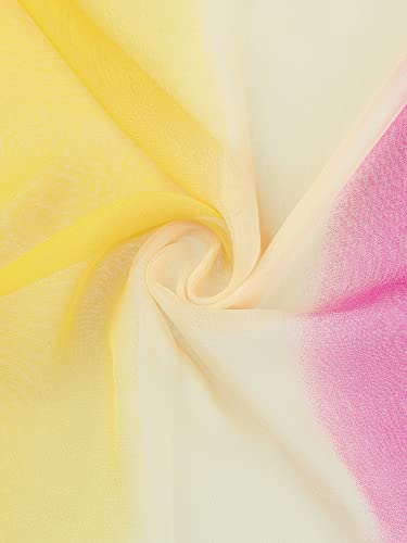 uxcell Women'sChiffon Sheer Long Scarf Silky Gradient Party - color: Fuchsia Yellow