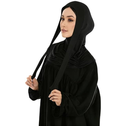 Yeieeo Adjustable Instant Hijab, Full Neck Coverage Breathable Jersey Headscarf for Muslim Women - color: Black