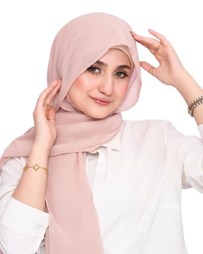 Instant Chiffon Hijab 3-in-1 with Built-in Magnets and Attached Match Undercap, Women Hijabs Set. - color: Beije