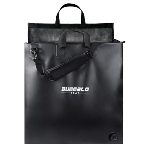 Fish Tournament Weigh in Bag for Bass Fishing, Heavy Duty Fish Bag for Caught Fish Waterproof,Leakproof,Puncture Resistant - color: Black-24×25in