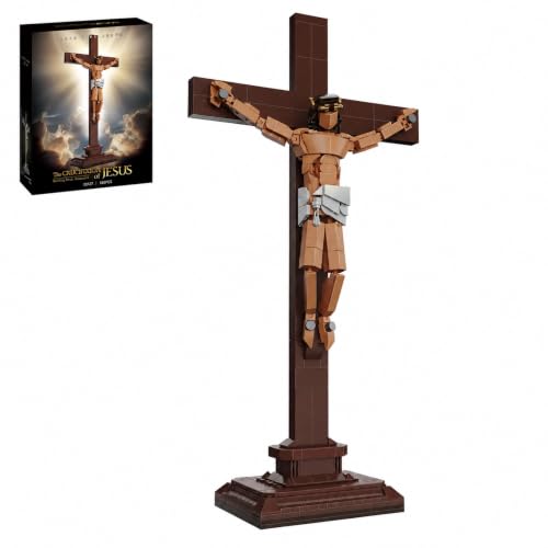 Jesus Crucifixion Building Block Set 588 Pcs Cross Model Kit Christian Faith Religious Church Desk Decor & Spiritual Gift for Adults & Teens - color: Jesus Crucifixion