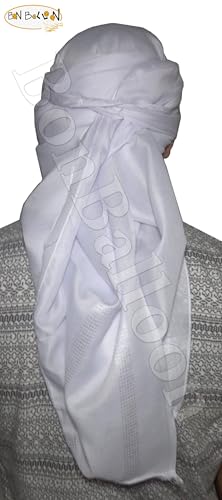 bonballoon Cotton White Shawl Turban Imama Pagri Cloth Muslim Salah Islam Keffiyeh Islamic Slalat Arafat Arab Scarf Kafiya Wrap Head Arab Arabic Tactical Desert Cord Keffiyeh Wrap