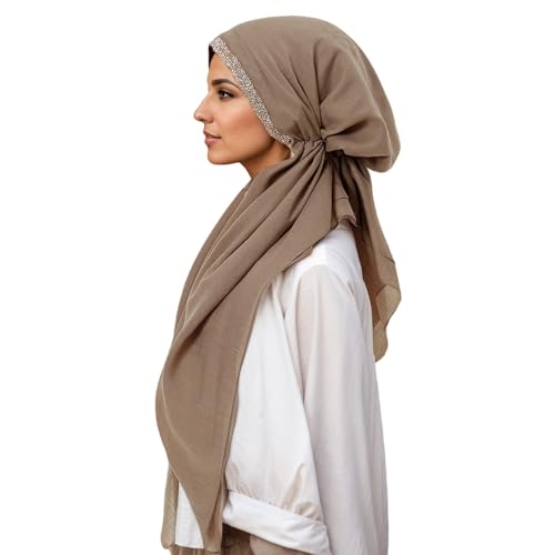 Instant Hijab for Women: Hijab Scarf, Hijabs for Women Muslim, Muslim Head Scarf, Easy Slip on - color: Khaki