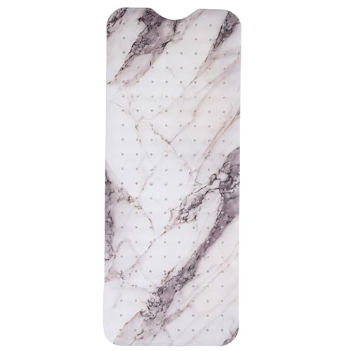 ENKOSI Non-Slip Bath & Shower Mat 40x16 Extra Long, Suction & Drain Holes | Elegant Grey Marble print; Durable PVC; 40x16 in, Grey Marble - color: Marble Gray