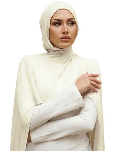 Crinkle Cotton Hijab, Soft Light and Breathable Hijab Scarf For Women, Suitable for All Seasons - color: White