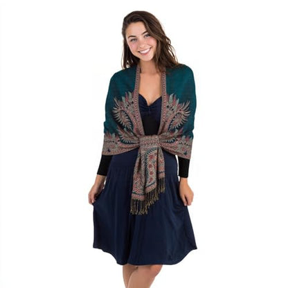 TUSHUSTY Pashmina Feel Rave Shawl Wrap for Women Men Hijab Scarf - color: Teal 2