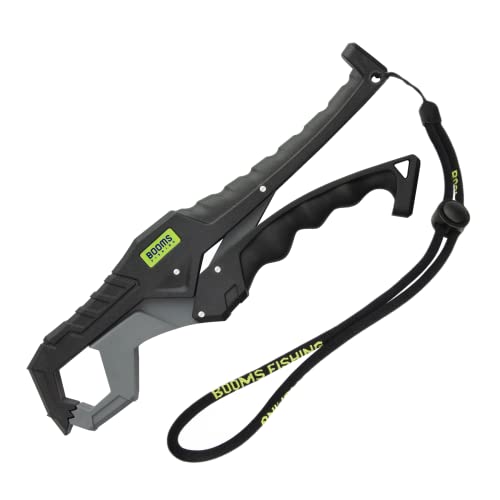 Booms Fishing G05 Lip Gripper Saltwater, 9.4" Plastic Catfish Grippers Pliers, Grabber Tool With Lanyard, Grips for Kayak Fishing Accessories, Great Holder for Caught Fish - color: Black