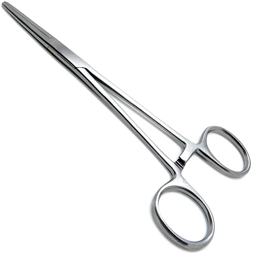 Mosquito Hemostat Forceps Tweezers 5" Straight Hemostat Clamps, Fishing Forceps Locking Small Forceps Stainless Steel Hemostats Surgical Clamps Hemostats for Nurses, Fishing Hemostats Straight - color: Silver Straight, size: 5"