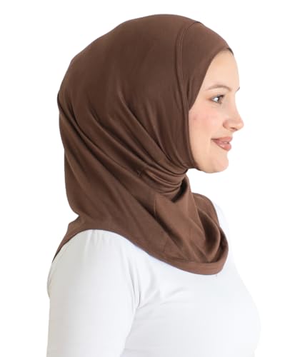 Prien Sport Instant Hijab For Women, Muslim Cotton Turban, Soft Head Scarf, Ready To Wear Hijabs Prayer Clothes, Islamic Wear - color: Brown