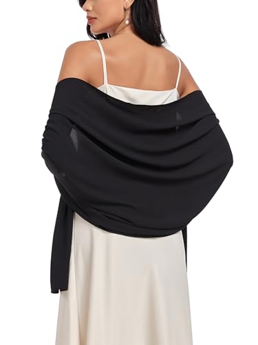 Shawls and Wraps Soft Chiffon Scarve Scarf For Evening Party Dresses Wedding Stole - color: Black1