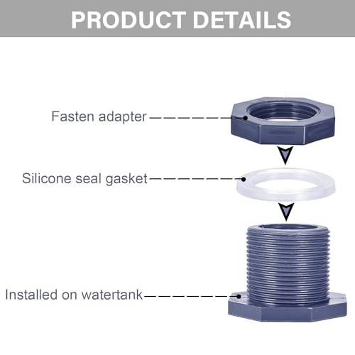 2 Pieces PVC Bulkhead Fitting 1Inch /1.5 inch Plastic Pipe Connector for rain Barrel Aquarium Bulkhead Tank Bulkhead Aquarium Bulkhead (1 inch) - size: 1 Inch