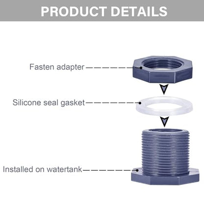 2 Pieces PVC Bulkhead Fitting 1Inch /1.5 inch Plastic Pipe Connector for rain Barrel Aquarium Bulkhead Tank Bulkhead Aquarium Bulkhead (1 inch) - size: 1 Inch