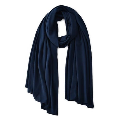 Yeieeo Chiffon Head Wraps for Women - Solid Color Fashion Bubble Chiffon Scarf Hijab - color: Navy Blue