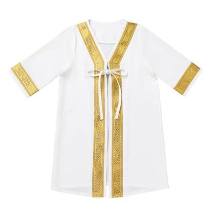 ODIZLI Infant Toddlers Baby Boys Muslim Newborn Eid Outfits Kaftan Abaya and Head Scarf Shemagh Keffiyeh Arabic Dubai Outfits - color: White, size: 0-3 Months