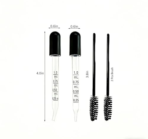 20Pcs Eye Dropper,1ML Droppers for Oils and Liquids and 2Pcs Cleaning Tools | These 20 Glass Droppers Include 10 Straight-tip and 10 Bent-tip Ones