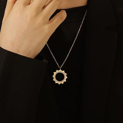 With Hardship Comes Ease | Women Calligraphy Necklace Arabic Calligraphy Necklace Stainless steel 18K Gold Plated Pendant Gift - color: Black, size: 18 inch