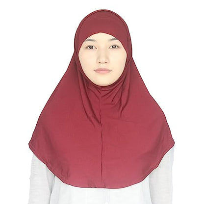 Women's Muslim Hijab Al-Amira Hijabs 2 Pieces with Tube Underscarf Cap Instant Soft Scarf - color: Wine Red