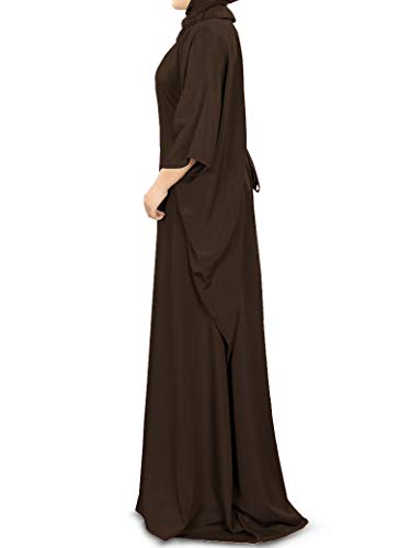 MyBatua Women's Kaftan, Free Size Abaya, Dubai Islamic Dress, Muslim Maxi KF-001 - color: Brown