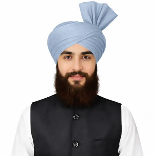 Turban For Men (156 Inches) Long Cloth – Muslim, Sikh, Punjabi Headwrap | For Prayer, Festivals & Special Occasions - color: Light Grey