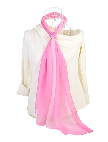 uxcell Women'sChiffon Sheer Long Scarf Silky Gradient Party - color: Pink