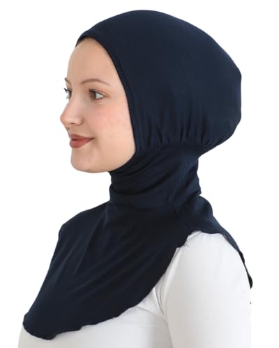 Prien Sport Hijab For Women, Muslim Head Scarf, Flexible Turban Girls, Chic Islamic Wear For Gym, Neck Collar Bonnet Viscose - color: Navy Blue