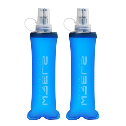 WRELS TPU Collapsible Soft Flask,Lightweight PBA Free Folding Running Water Bottles,Leakproof Durable Hydration Flask for Outdoors (250ml/8.45oz-2 Packs-Dark Blue) - color: 250ml/8.45oz-2 Packs-Dark Blue