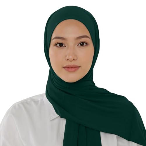 Modal silk scarf for Women Long Scarf for African Hair Wraps Stretch Head Wrap Scarves Fashion Long Scarf Shawls - color: Dark Green-soft Cotton Muslim, size: 27x67inch