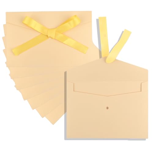 20팩 골든 옐로우 선물 봉투 10.2 x 15.2cm(4 x 6인치) 장식 봉투 리본 포함, 크리스마스, 웨딩, 베이비 샤워, 생일 초대 비즈니스 인사말 카드 - color: 골든 옐로우.