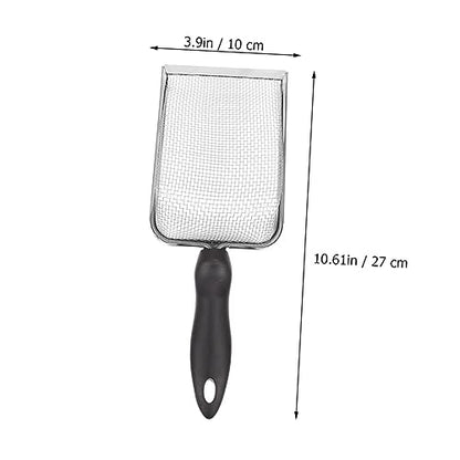 Abaodam 2PCS Stainless Steel Reptile Shovels Portable Substrate Scooper for Tortoises Lizards and Snakes Convenient Litter Cleaning Tools Fine Mesh Design