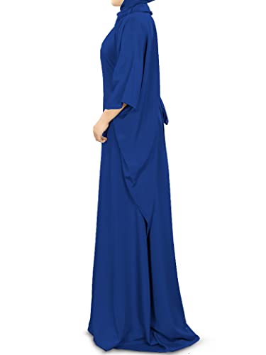 MyBatua Women's Kaftan, Free Size Abaya, Dubai Islamic Dress, Muslim Maxi KF-001 - color: Royal Blue