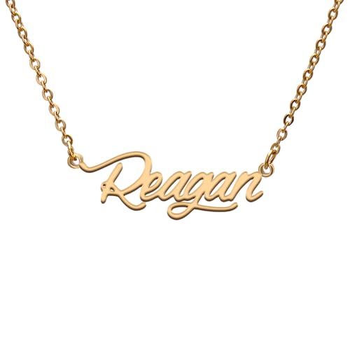 Name Tag Necklaces for Her His Friends Familys Relationship Memory Jewelry Gift - style: Gold Color- Reagan