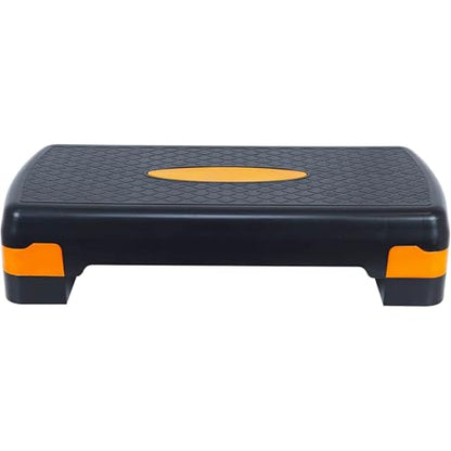 Fitvids Aerobic Step Platform Trainer with Adjustable 2-Level Risers, 400 Pound Weight Capacity – Non-Slip Exercise Stepper - color: Black/Orange