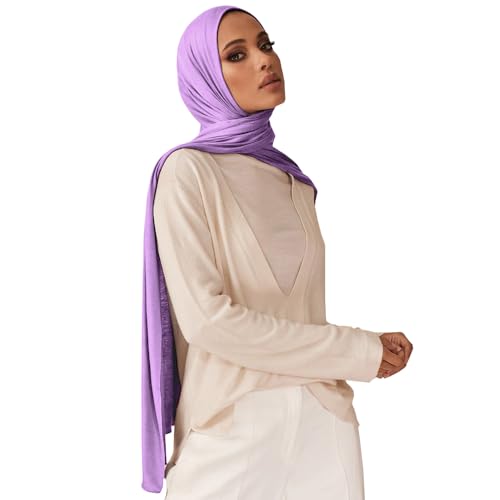 Soft Hijab Scarf for Muslim Women, 71" Long Head Wrap Shawl - color: Light Purple