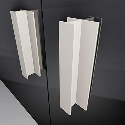 HRX Self-Adhesive Edge Fingerpull Door Handle - Easy to Install Screwless Peel and Stick on Glass, Wood, Metal, Plastic - Sliding Doors Knob for Kitchen Fronts, Drawers & Dressers Panels - 2 Pack - color: White