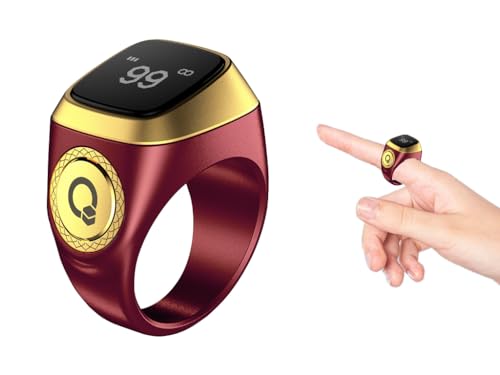 Smart Ring Counter,Tasbih Counter Smart Ring,Rechargeable Finger Counter,20mm Muslim Islamic Prayer Smart Rings,Digital Electronic Smart Tally Counter for Prayer Time Reminder(Brown,20MM)