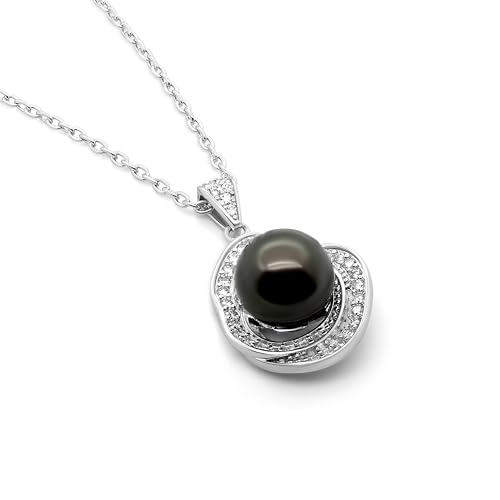 TRYNDI Tahitian Black Pearl Necklaces for Women - Wife Christmas Gift Ideas - style: Black Pearl Circle