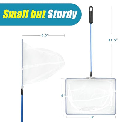 AQUANEAT Aquarium Fish Net, Small Fish Tank Cleaning Net, Food Wastes Skimmer for Small Ponds and Pools - size: 8 inch
