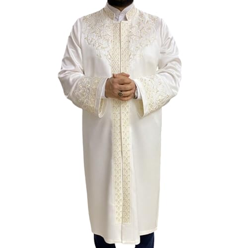 Lux Muslim Thobe, Jubba for Men | Prayer Robe for Man, Imam | Thawb, Jubbah, Kurta | Arab Outfits Wearing, Galabia Coat - color: Cream, size: Small