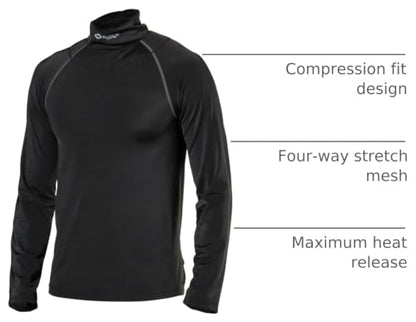 Shock Doctor Compression Shirt with Neckguard for Hockey. Long Sleeves with Integrated Neck Guard. for Adult Men - size: Medium