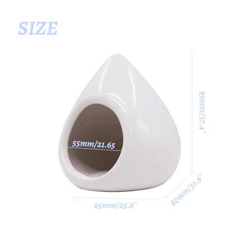 Saim Aquarium Ceramic Teardrop Shape Pleco Cave Ornament Fish Tank Landscape Decor Betta Accessories for Small Shrimp to Rest and Breed, Hiding for 5 Gallon Tanks - White