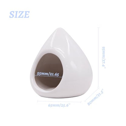 Saim Aquarium Ceramic Teardrop Shape Pleco Cave Ornament Fish Tank Landscape Decor Betta Accessories for Small Shrimp to Rest and Breed, Hiding for 5 Gallon Tanks - White