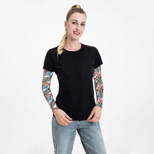 Arm Sleeves Outdoor Garden Sports Cooling Sun Sleeve for Women Men Farm - color: Hawaiian Leaves Tropical