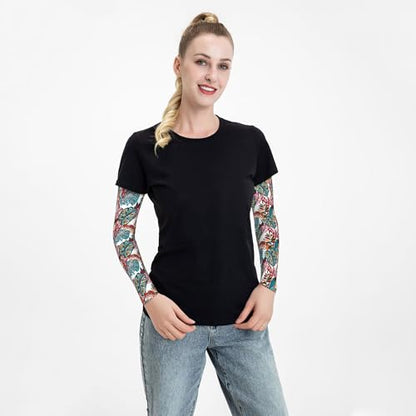 Arm Sleeves Outdoor Garden Sports Cooling Sun Sleeve for Women Men Farm - color: Hawaiian Leaves Tropical