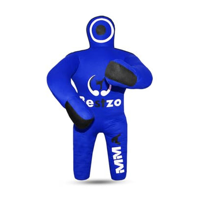 Bestzo Kids MMA Grappling Dummy - Unfilled Canvas Wrestling & BJJ Training Partner for Karate, Judo & Boxing (48-Inch) - color: Black Blue