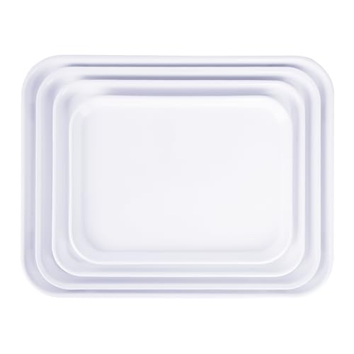 4-Pack Melamine Serving Trays Rectangle Floral Platter, White - color: White