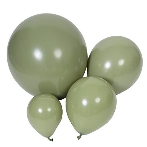 100pcs Sage Green Balloons 18 inch +12 inch +10 inch +5 inch Party Eucalyptus Olive Green Birthday Balloon Baby Shower Wedding Balloons - color: Sage Green