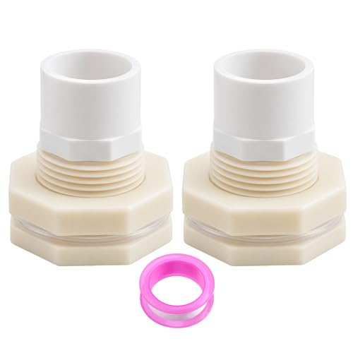 1 Inch ABS Bulkhead Fitting Water Tank Connector Adapter Fitting with Male Thread Coupling, Thru-Bulk Pipe Fitting for Rain Barrels Aquariums Ponds Industrial Plumbing(Pack of 2) - size: 2Pcs G1