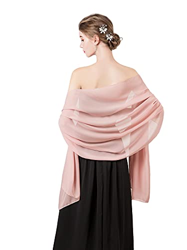 Shawl and Wrap for Evening Dresses Wedding Sheer Scarfs Women Scarve - color: Blush, size: One Size